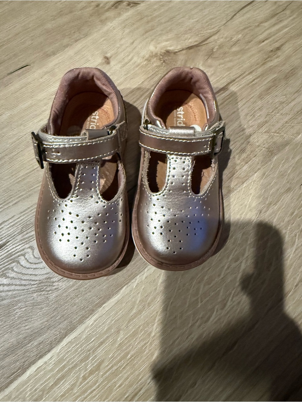Stride Rite Metallic Rose Gold T-Strap Mary Jane Shoes